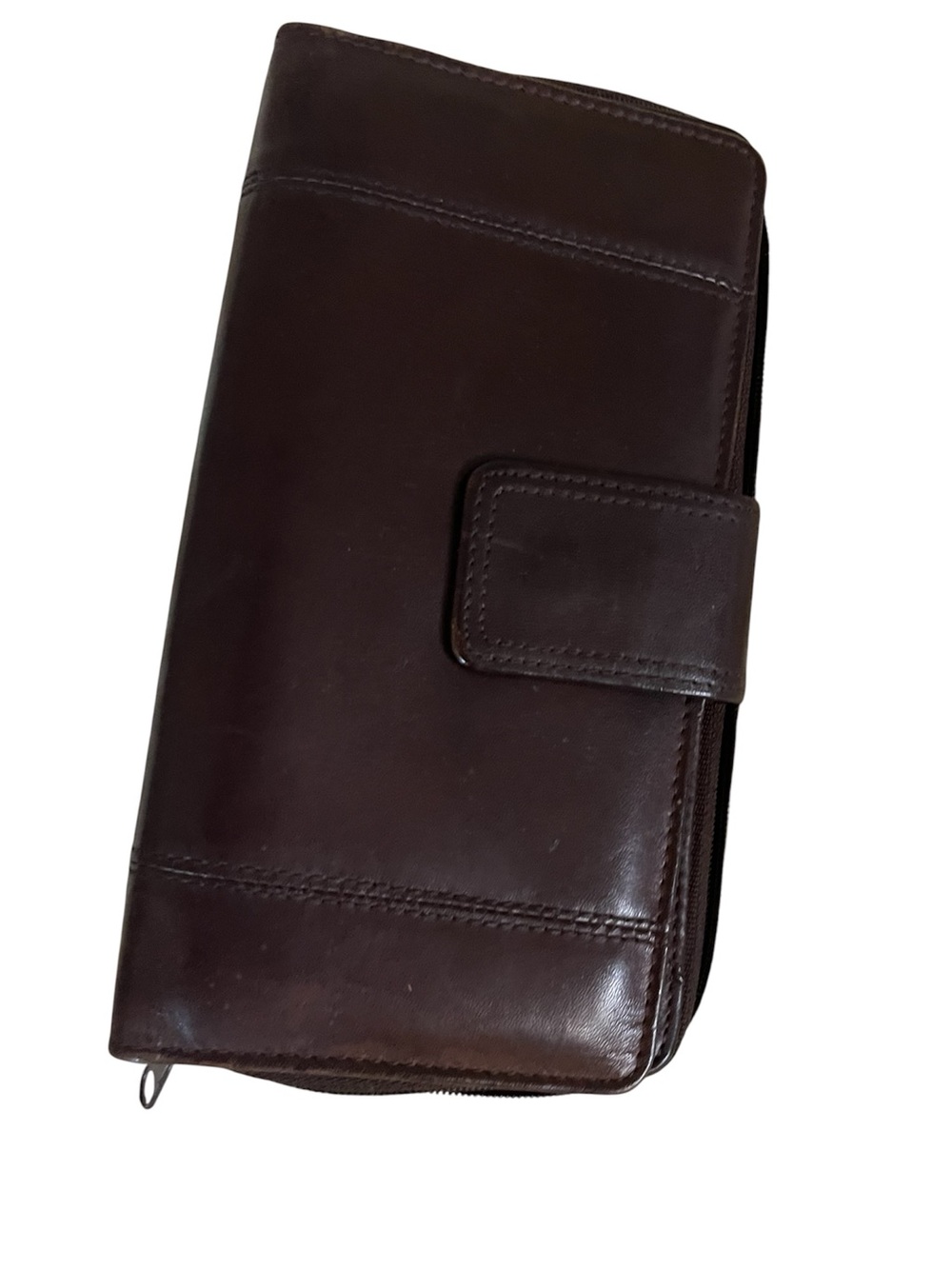 Tannery West Zip Around Brown Leather Zip Wallet Checkbook Holder, 7.5”x4”x1”
